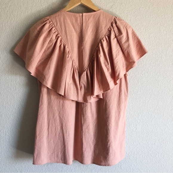 Zara Ruffle Yoke Cotton Blouse Cotton Peach - Picture 3 of 11